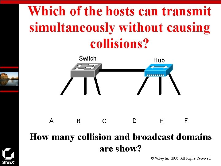 Which of the hosts can transmit simultaneously without causing collisions? Switch A B Hub