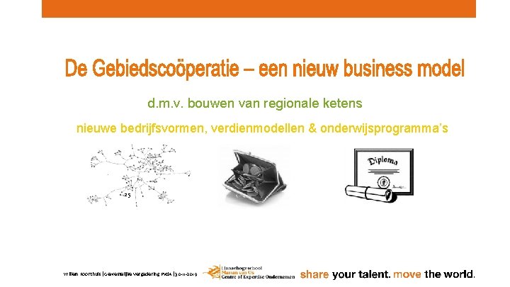d. m. v. bouwen van regionale ketens nieuwe bedrijfsvormen, verdienmodellen & onderwijsprogramma’s 25 Willem