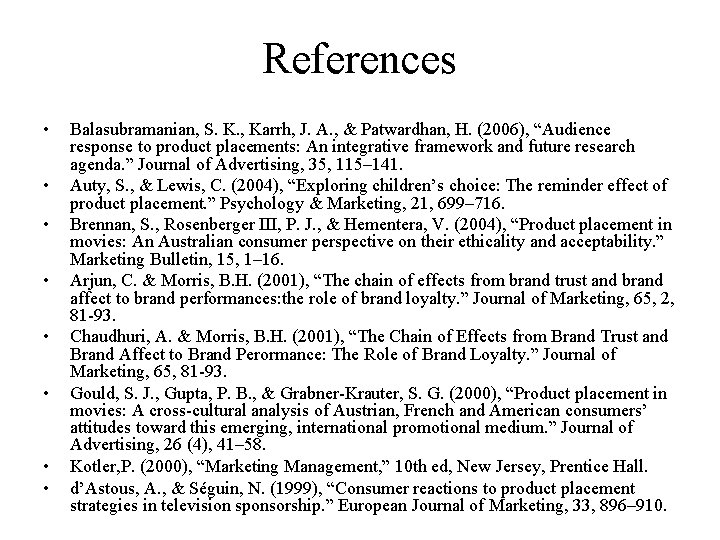 References • • Balasubramanian, S. K. , Karrh, J. A. , & Patwardhan, H. References • • Balasubramanian, S. K. , Karrh, J. A. , & Patwardhan, H.