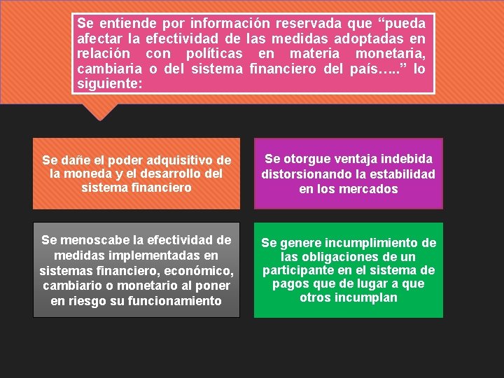 Se entiende por información reservada que “pueda afectar la efectividad de las medidas adoptadas