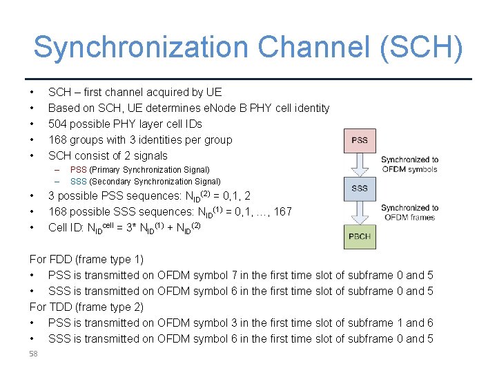 Synchronization Channel (SCH) • • • SCH – first channel acquired by UE Based