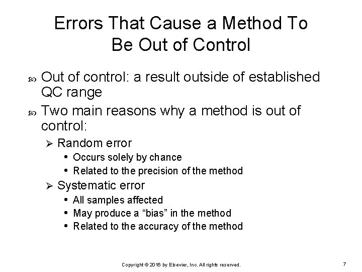 Errors That Cause a Method To Be Out of Control Out of control: a