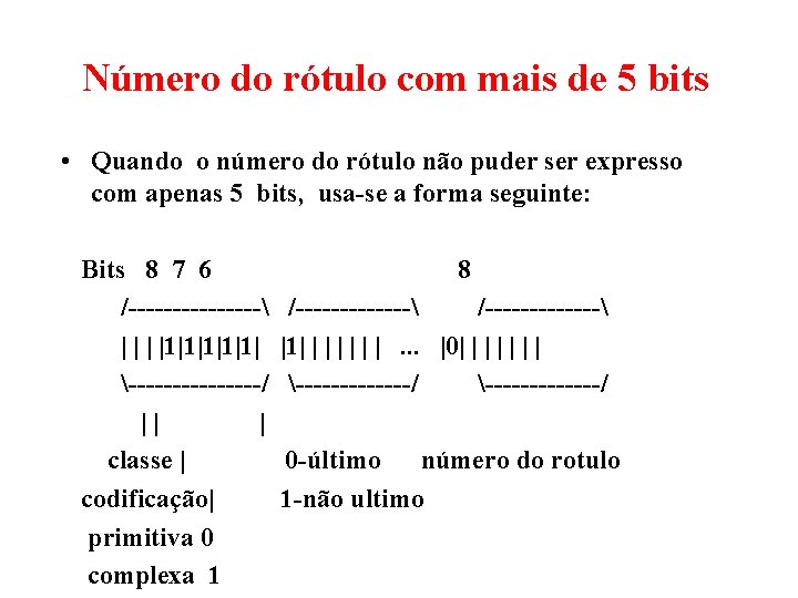 Número do rótulo com mais de 5 bits • Quando o número do rótulo