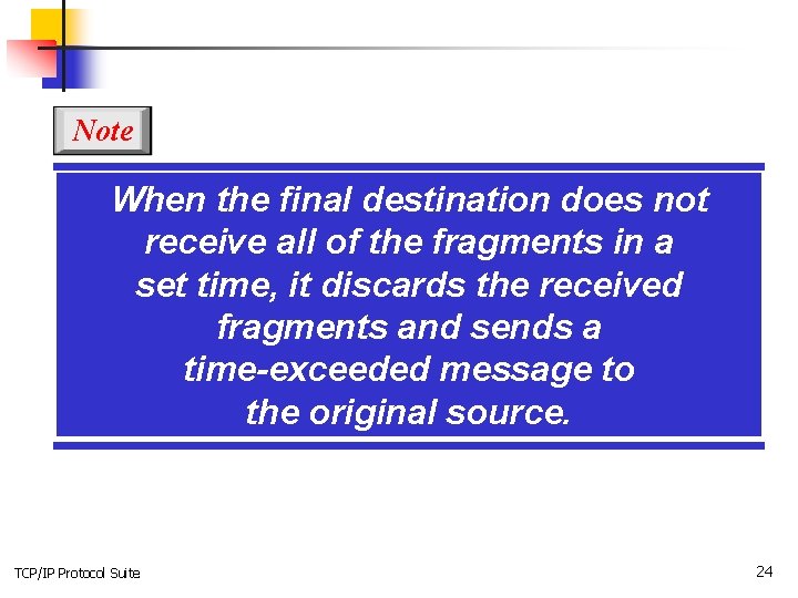 Note When the final destination does not receive all of the fragments in a