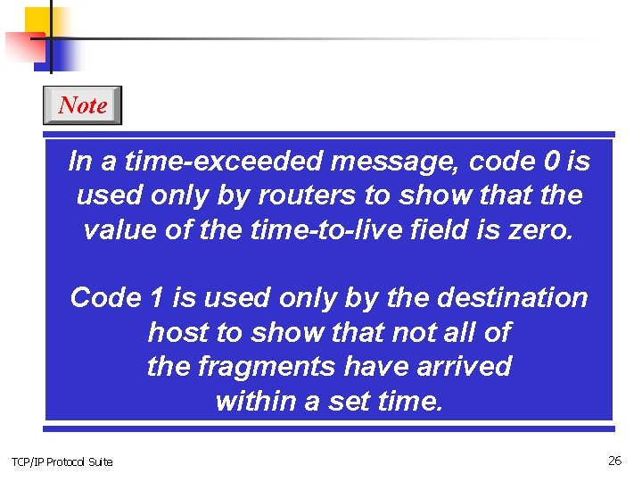 Note In a time-exceeded message, code 0 is used only by routers to show