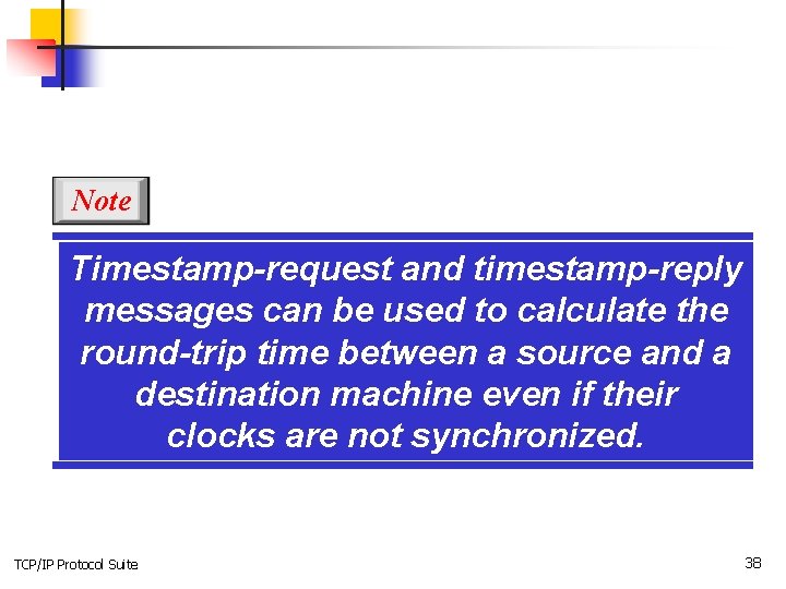 Note Timestamp-request and timestamp-reply messages can be used to calculate the round-trip time between