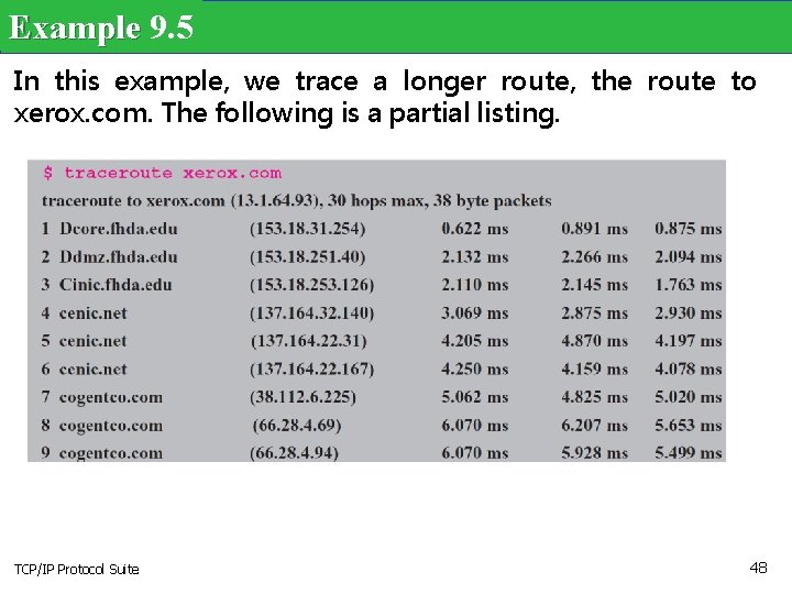 Example 9. 5 In this example, we trace a longer route, the route to