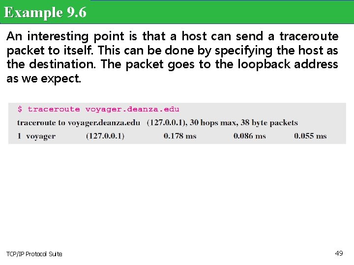Example 9. 6 An interesting point is that a host can send a traceroute