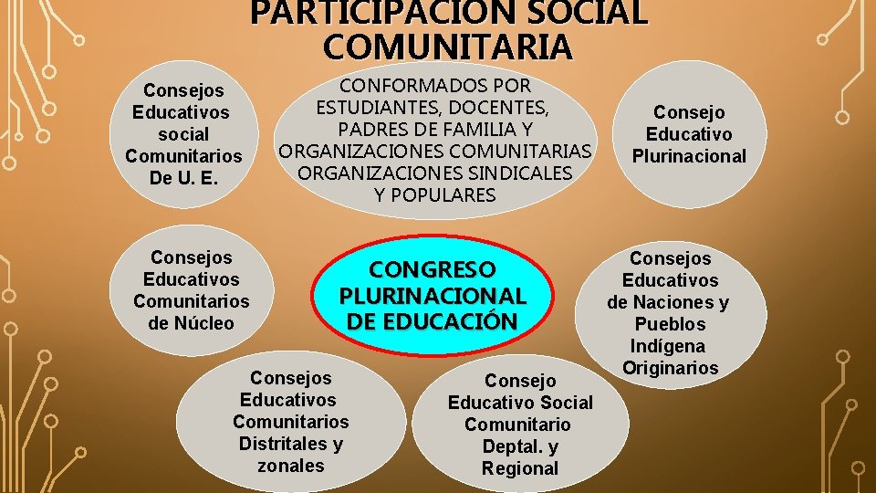 PARTICIPACION SOCIAL COMUNITARIA Consejos Educativos social Comunitarios De U. E. Consejos Educativos Comunitarios de