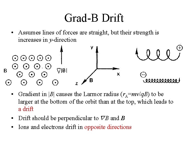 Grad-B Drift • Assumes lines of forces are straight, but their strength is increases