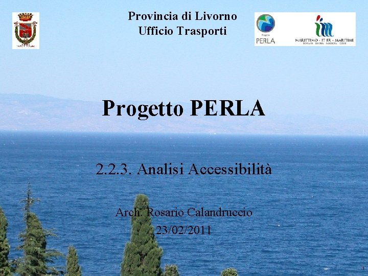 Provincia di Livorno Ufficio Trasporti Progetto PERLA 2. 2. 3. Analisi Accessibilità Arch. Rosario Provincia di Livorno Ufficio Trasporti Progetto PERLA 2. 2. 3. Analisi Accessibilità Arch. Rosario