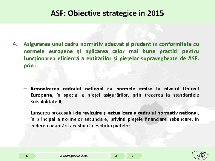 ASF: Obiective strategice în 2015 4. Asigurarea unui cadru normativ adecvat și prudent în