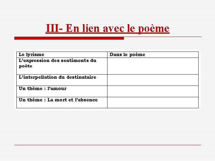 III- En lien avec le poème 