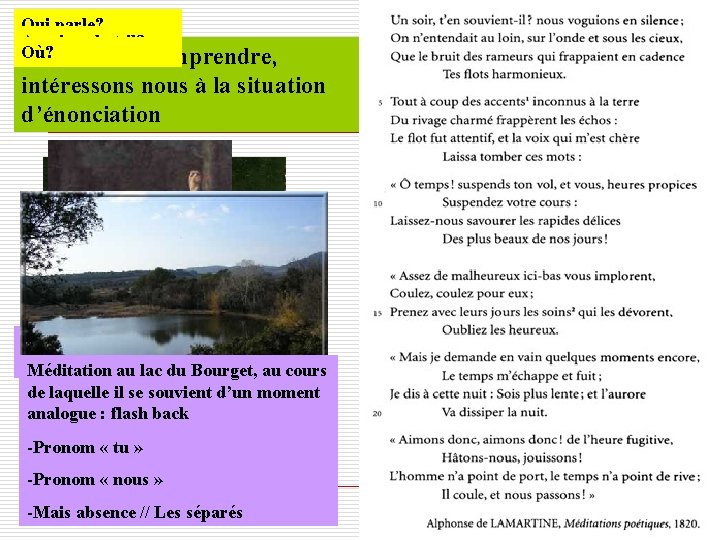 Qui parle? A qui parle-t-il? Où? Pour mieux comprendre, intéressons nous à la situation