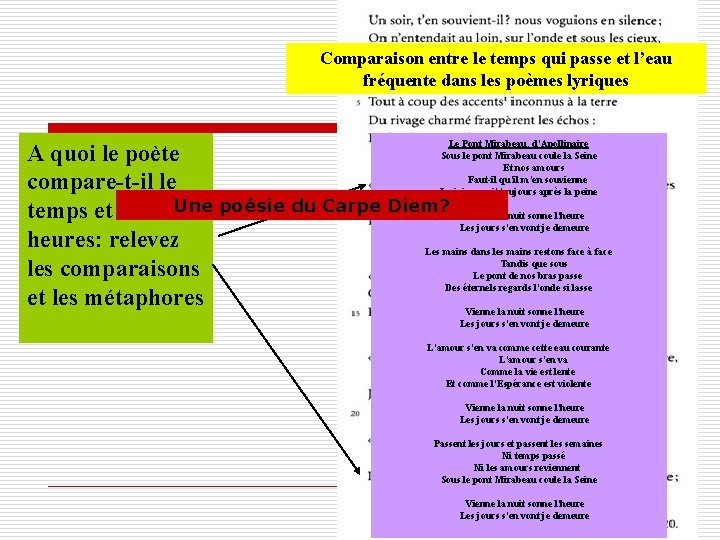 Comparaison entre le temps qui passe et l’eau fréquente dans les poèmes lyriques Le