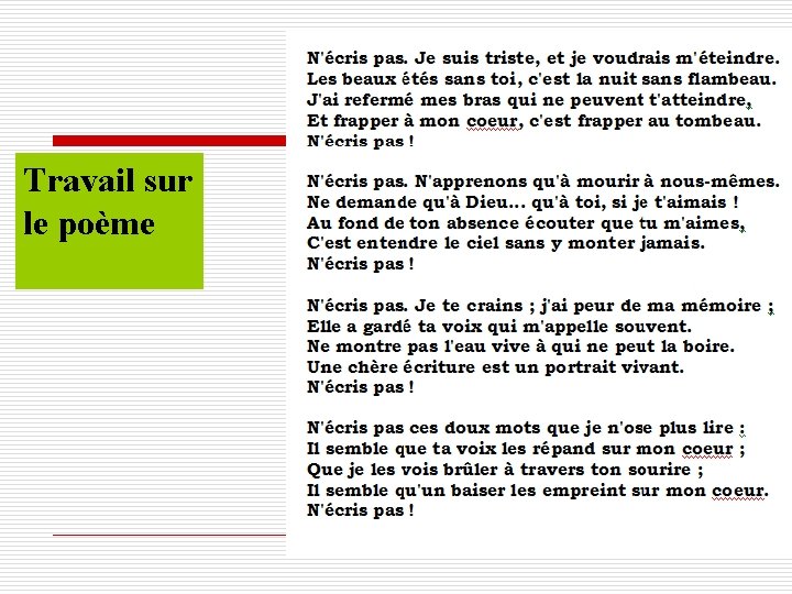 Travail sur le poème 