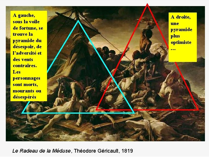 A gauche, sous la voile de fortune, se trouve la pyramide du désespoir, de