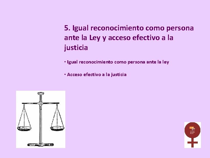 5. Igual reconocimiento como persona ante la Ley y acceso efectivo a la justicia