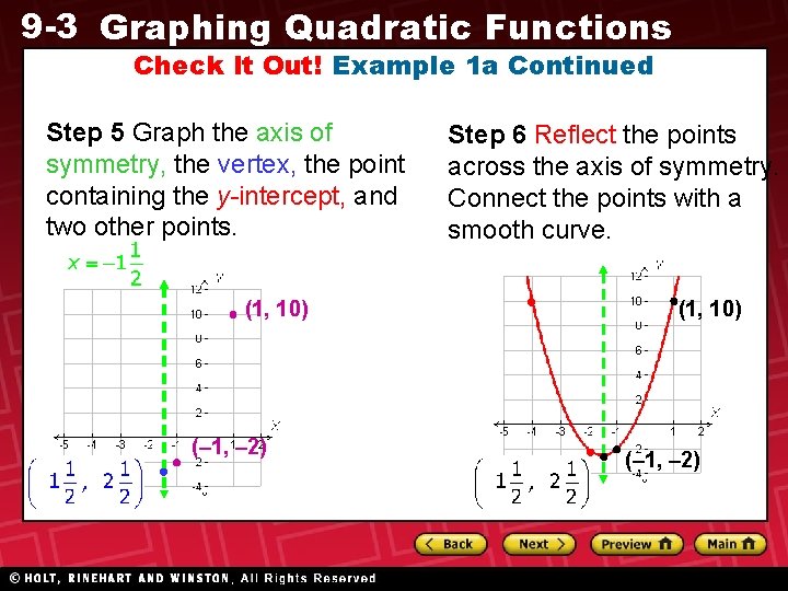 9 -3 Graphing Quadratic Functions Check It Out! Example 1 a Continued Step 5