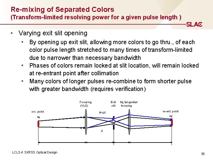 Re-mixing of Separated Colors (Transform-limited resolving power for a given pulse length ) •