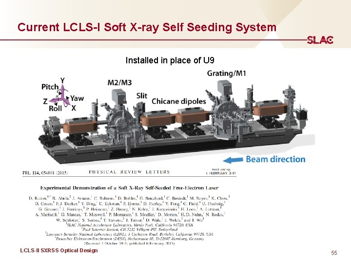 Current LCLS-I Soft X-ray Self Seeding System Installed in place of U 9 LCLS-II