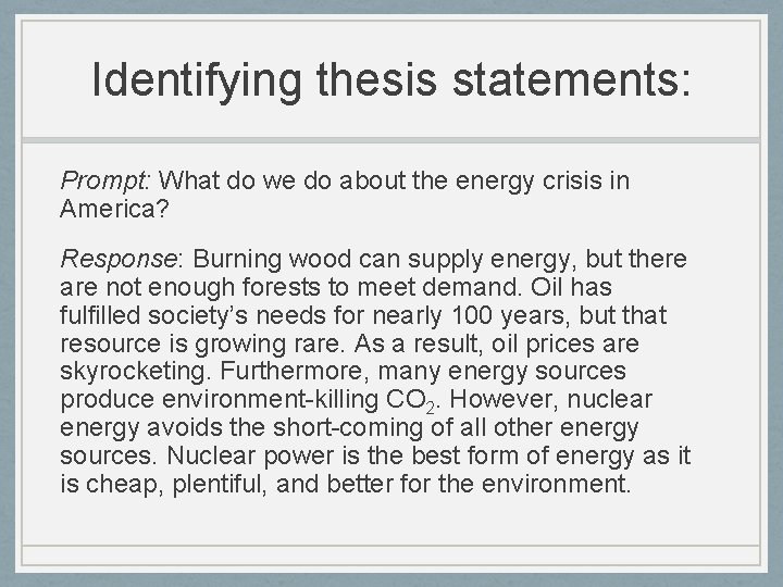 thesis statement for energy crisis