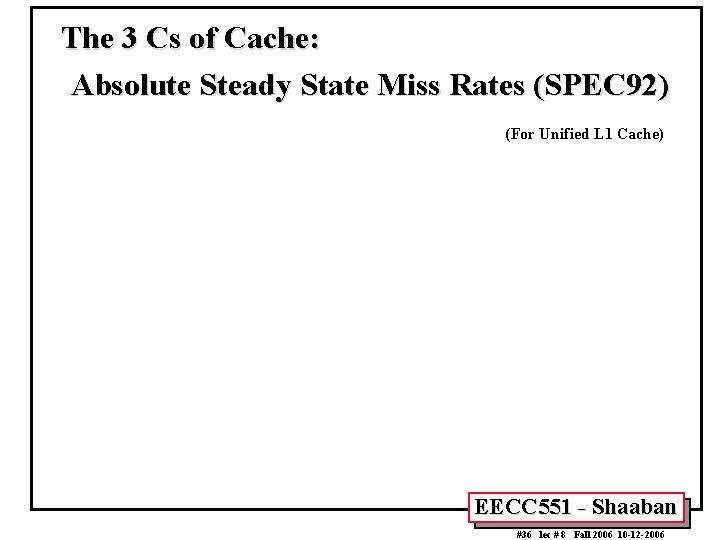 The 3 Cs of Cache: Absolute Steady State Miss Rates (SPEC 92) (For Unified