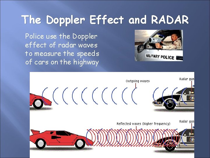 The Doppler Effect and RADAR Police use the Doppler effect of radar waves to