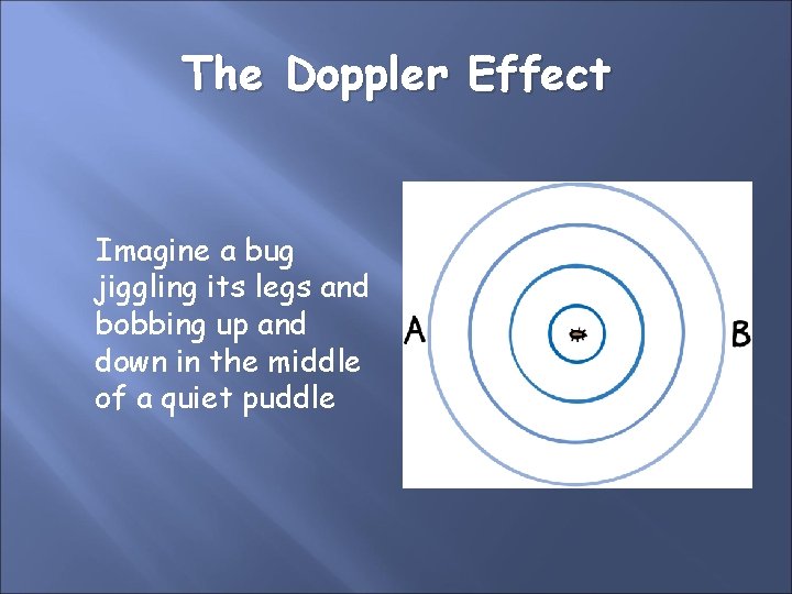 The Doppler Effect Imagine a bug jiggling its legs and bobbing up and down