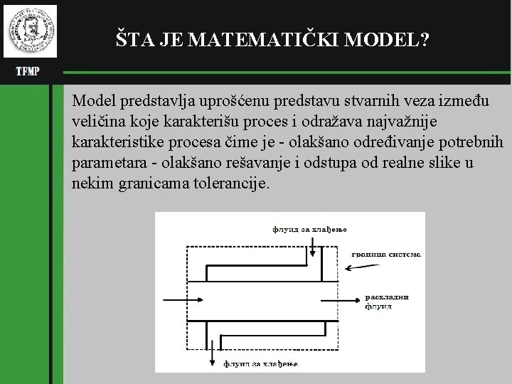 ŠTA JE MATEMATIČKI MODEL? Model predstavlja uprošćenu predstavu stvarnih veza između veličina koje karakterišu