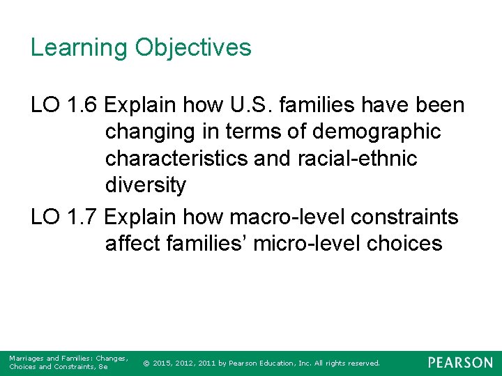 Learning Objectives LO 1. 6 Explain how U. S. families have been changing in