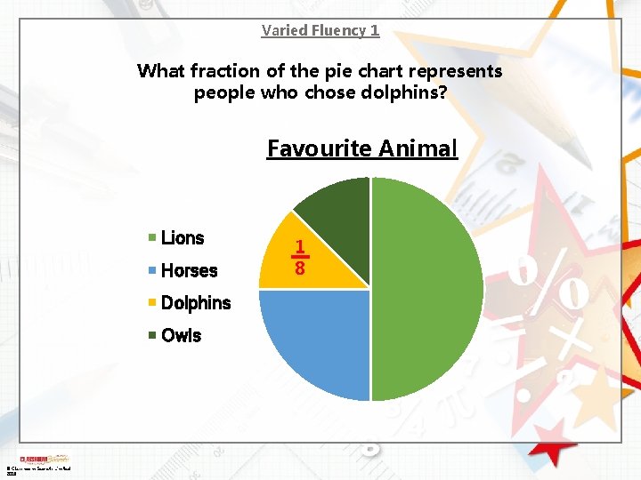 Varied Fluency 1 What fraction of the pie chart represents people who chose dolphins?