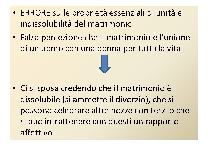  • ERRORE sulle proprietà essenziali di unità e indissolubilità del matrimonio • Falsa