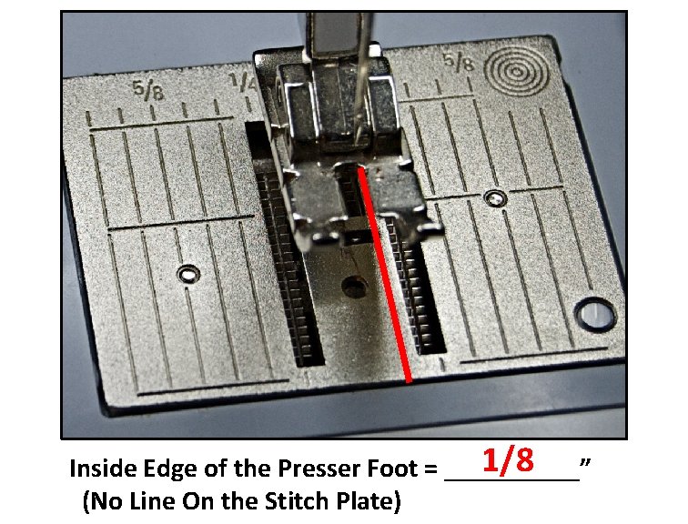 1/8 Inside Edge of the Presser Foot = _____” (No Line On the Stitch