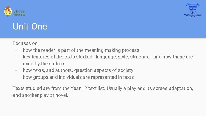 Unit One Focuses on: - how the reader is part of the meaning-making process Unit One Focuses on: - how the reader is part of the meaning-making process