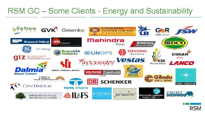 RSM GC – Some Clients - Energy and Sustainability 
