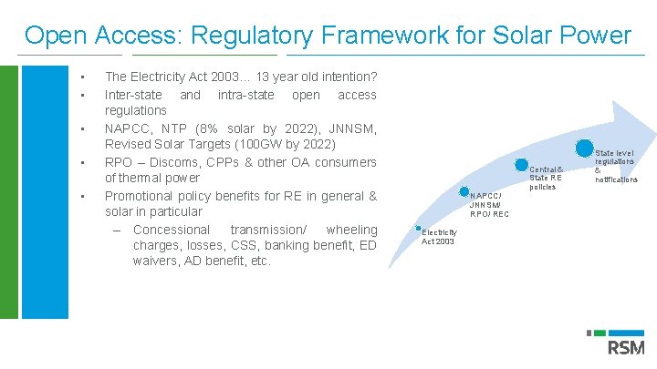 Open Access: Regulatory Framework for Solar Power • • • The Electricity Act 2003…