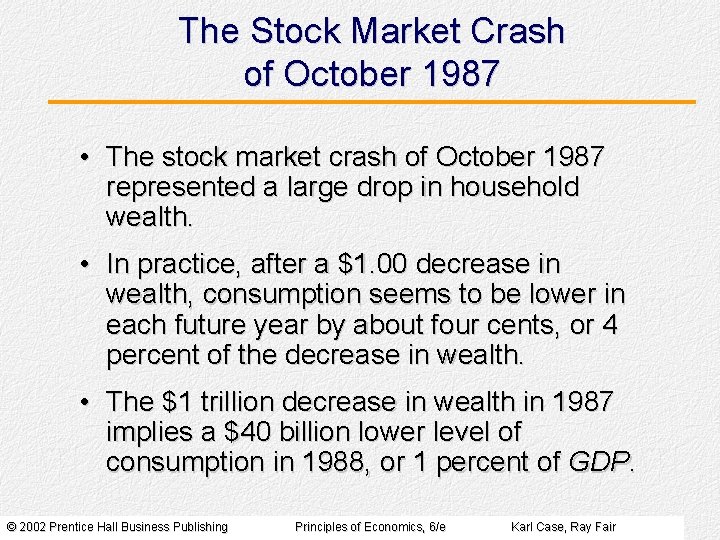 The Stock Market Crash of October 1987 • The stock market crash of October The Stock Market Crash of October 1987 • The stock market crash of October