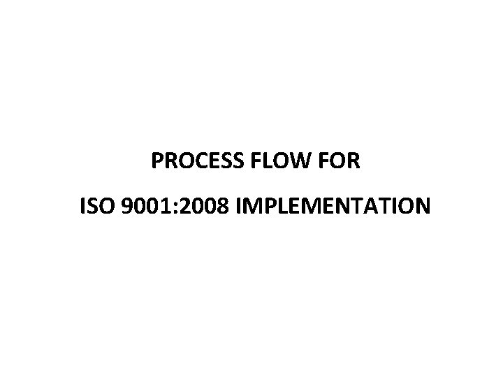 PROCESS FLOW FOR ISO 9001: 2008 IMPLEMENTATION 