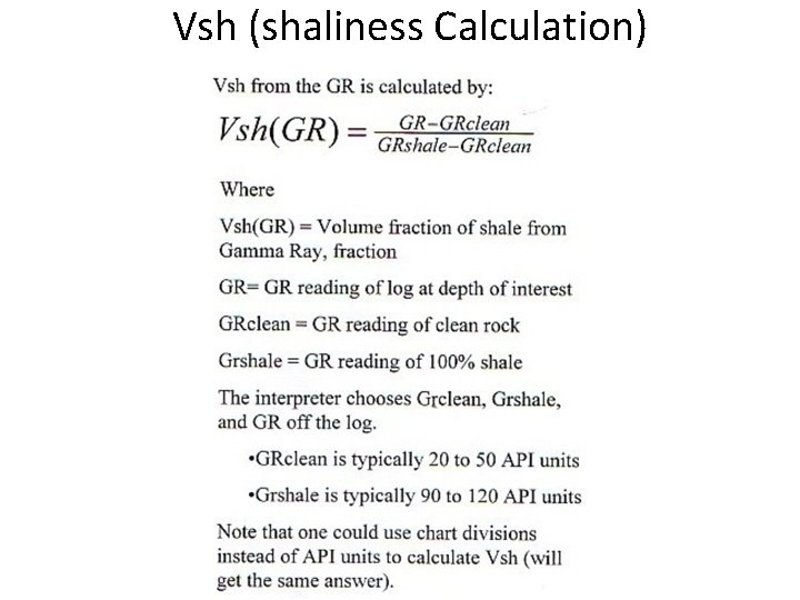 Vsh (shaliness Calculation) 