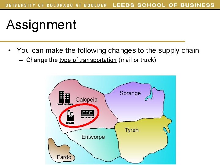 Assignment • You can make the following changes to the supply chain – Change