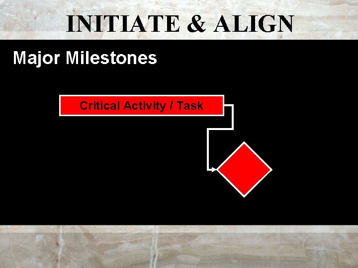 INITIATE & ALIGN Major Milestones Critical Activity / Task 