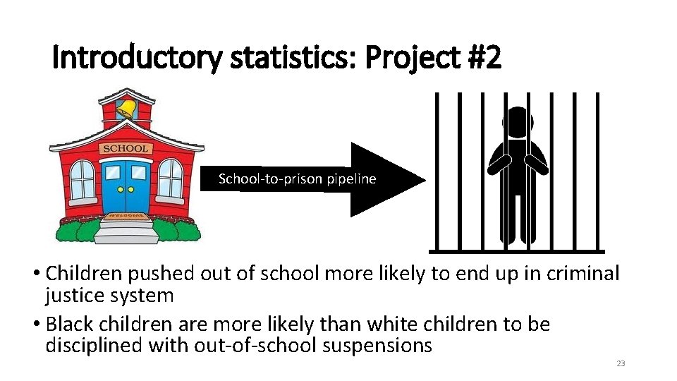 Introductory statistics: Project #2 School-to-prison pipeline • Children pushed out of school more likely