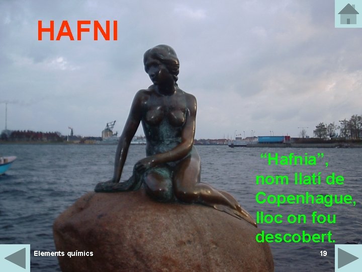 HAFNI “Hafnia”, nom llatí de Copenhague, lloc on fou descobert. Elements químics 19 