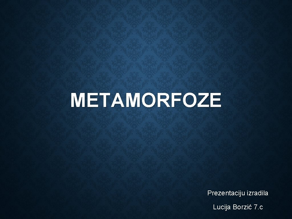 METAMORFOZE Prezentaciju izradila Lucija Borzić 7. c 