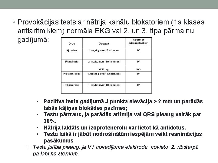  • Provokācijas tests ar nātrija kanālu blokatoriem (1 a klases antiaritmiķiem) normāla EKG