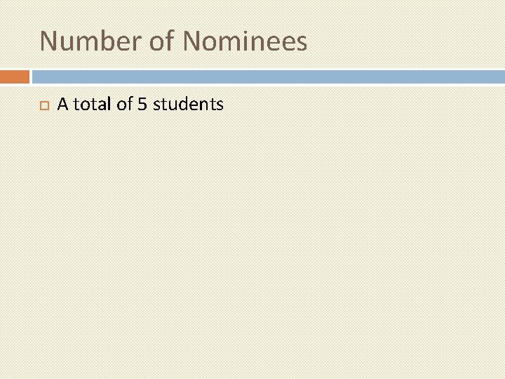 Number of Nominees A total of 5 students 