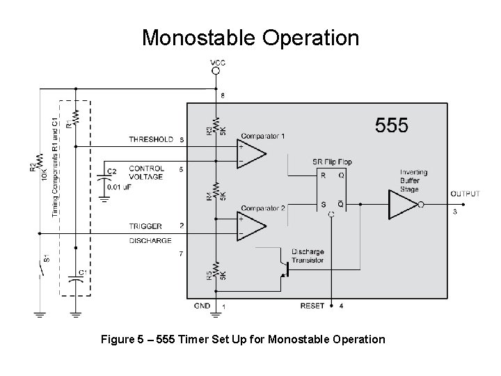 Monostable Operation Figure 5 – 555 Timer Set Up for Monostable Operation 