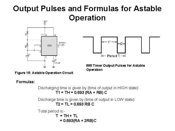 Output Pulses and Formulas for Astable Operation Figure 15: Astable Operation Circuit 555 Timer