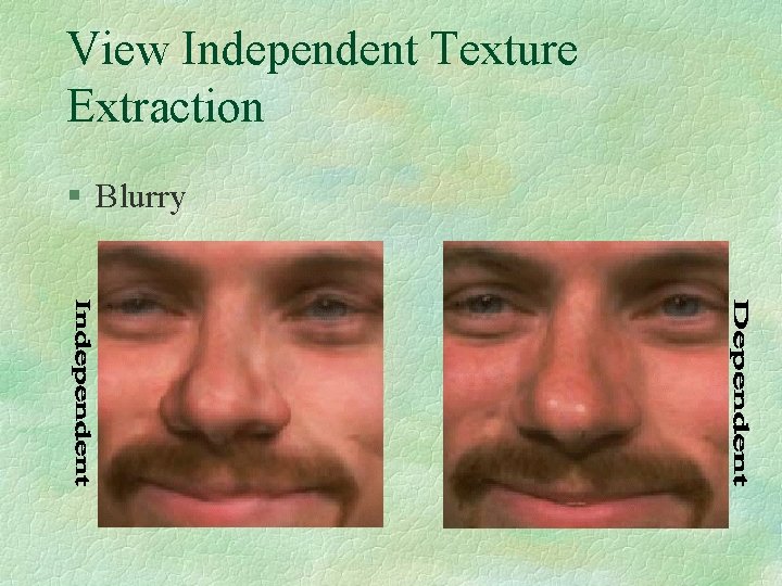 View Independent Texture Extraction § Blurry 